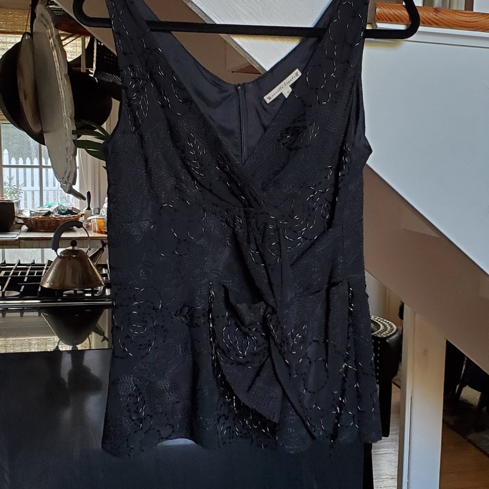 Nanette Lepore crepe beaded top sz 10